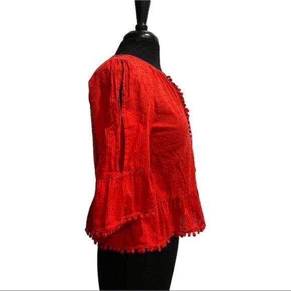Madewell Peek-A-Boo Pom Pom Blouse Sz XS - Picture 4 of 11